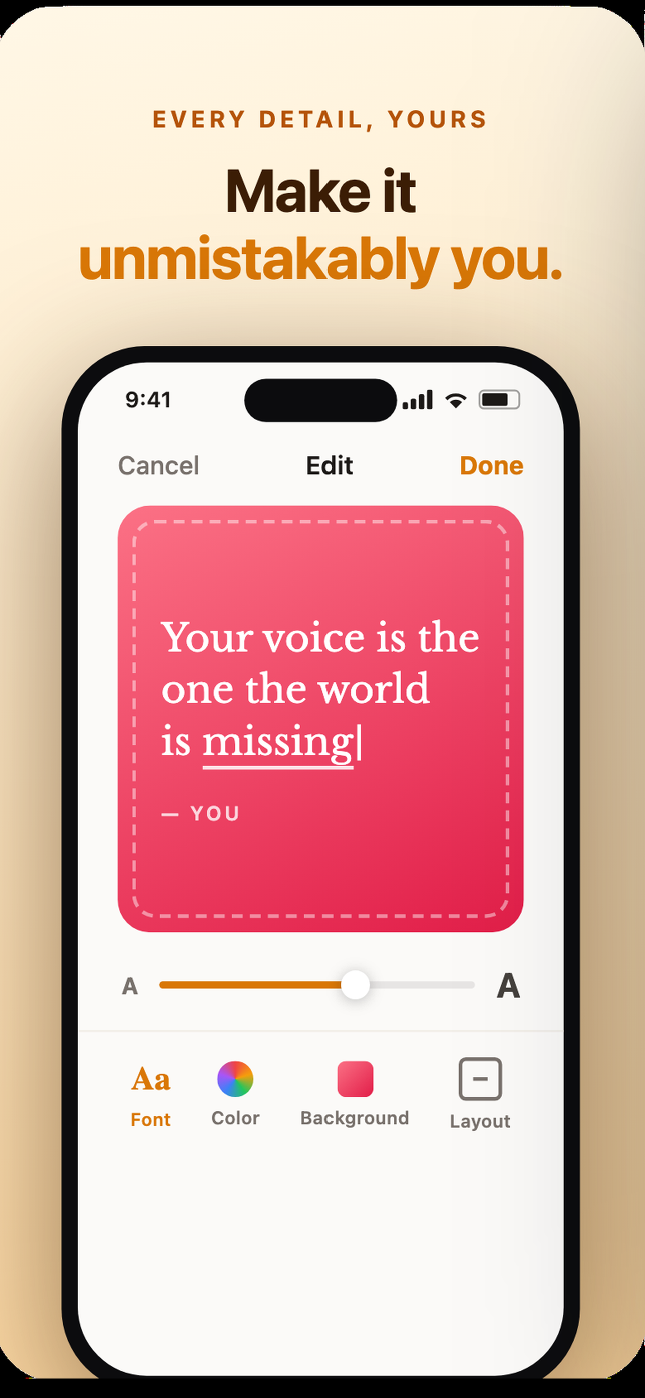Card editor — Make it unmistakably you